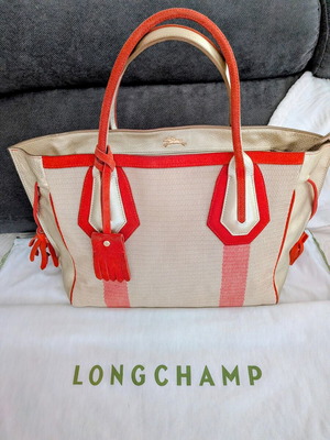Longchamp Penelope tote bag used, orange and gold