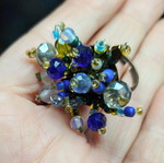 Blue beaded ring new handmade