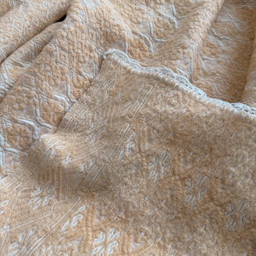 Handmade wool throw blanket used, beige 200x130 cm
