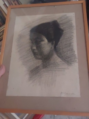 Έργο τέχνης με κάρβουνο σαν καινούργιο, υπέροχη προσωπογραφία