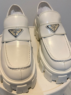 Monolith loafers Prada women's white leather like new