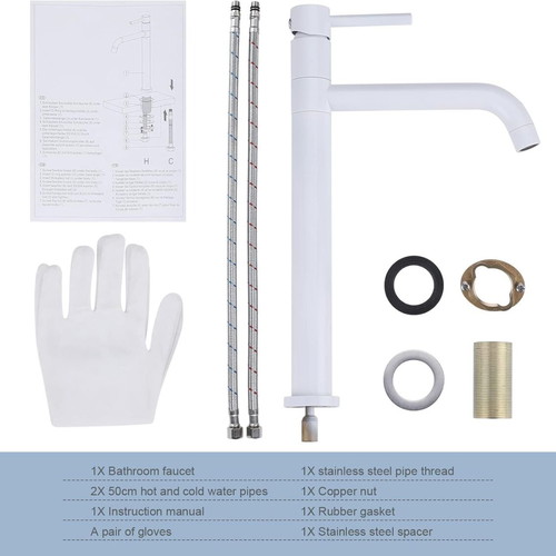 Arcora Sink Faucet new, white high design