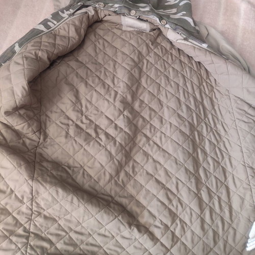 Zara boys' beige jacket with camouflage hood like new, size 13-14
