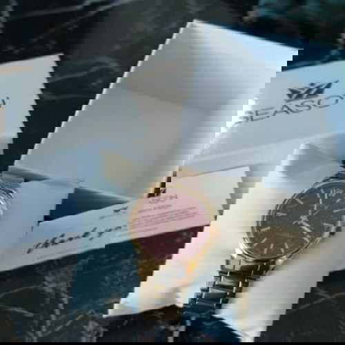 Ρολόι Season Time Rose Gold με μπορντό καντράν και glitter, καινούργιο