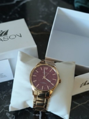 Ρολόι Season Time Rose Gold με μπορντό καντράν και glitter, καινούργιο