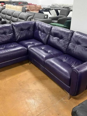 Purple leather corner sofa new, 100% genuine leather