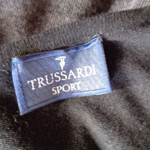 Trussardi Black Athletic Top with Draped V-Neck S/M Like New