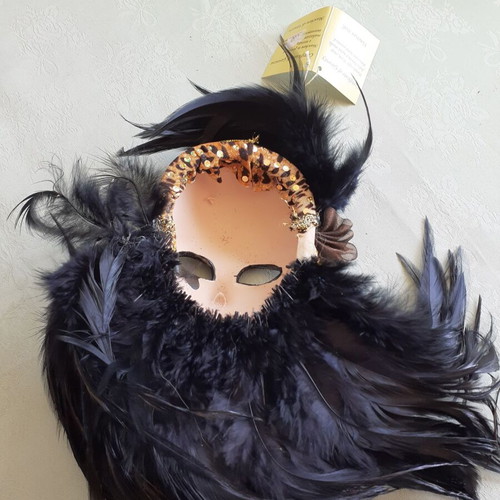 Venetian Black/Gold Doll Mask new with certificate