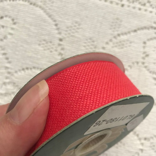Gift wrapping ribbon red 2.5cm wide on spool, like new