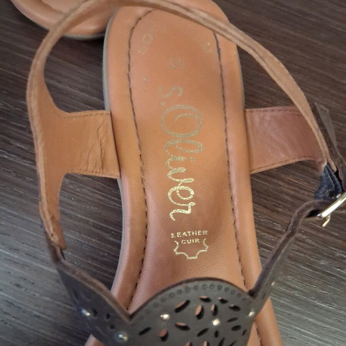 Leather sandals size 38 like new, beige and brown