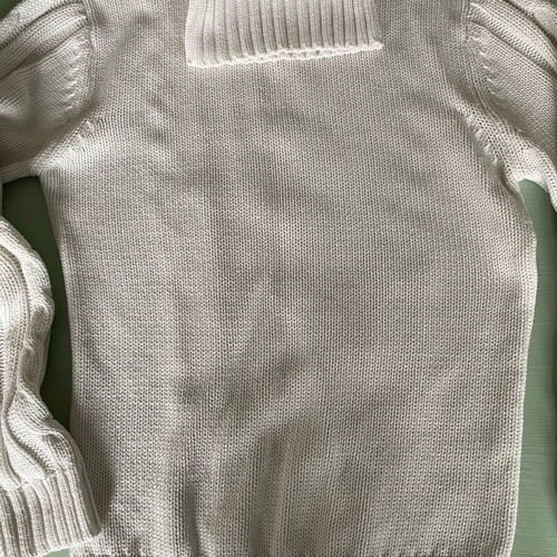 White sweater used, cotton with vintage knit, size M