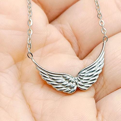 Angel Wings Necklace Stainless Steel New Silver Hypoallergenic