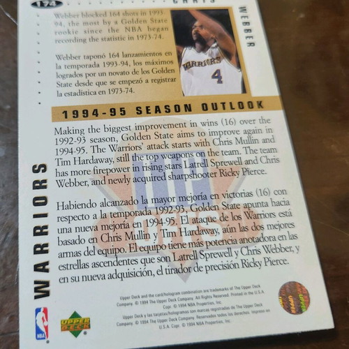 1994-95 Upper Deck Collector's Choice Tip Offs Chris Webber Card like new