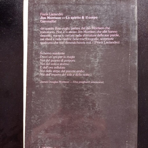 Jim Morrison Lo Spirito Il Corpo book used, Italian