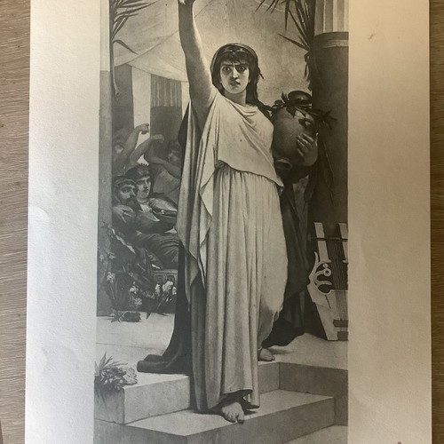 Electra engraving used 1875 by F.J.Barrias, ancient Greek theater