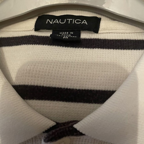 Nautica men's polo shirt size L, like new, white and blue