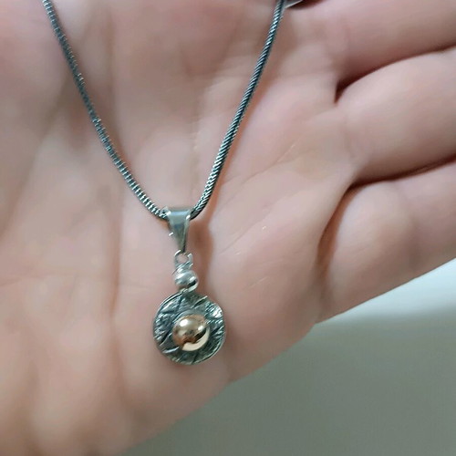 Byzantine pendant silver 925 and 14k gold new