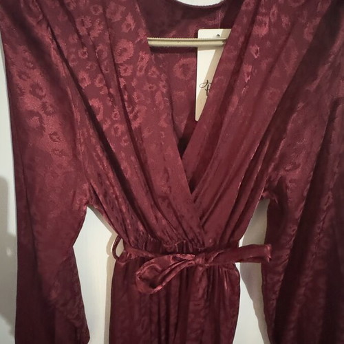 Satin dress long burgundy one size new