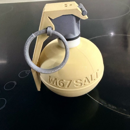 Salt shaker shaped like M67 grenade like new