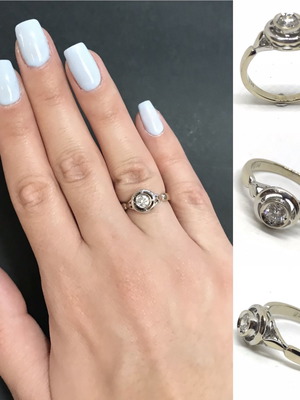 Δαχτυλίδι μονόπετρο vintage με μπριγιάν 0.30ct λευκόχρυσο 3 γραμμάρια