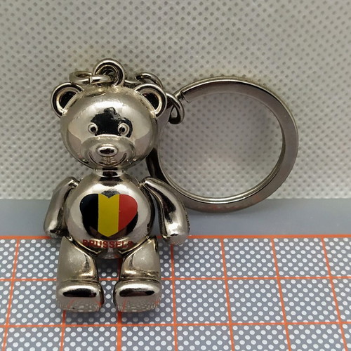 Metal keychain Brussels/Teddy Bear new, silver