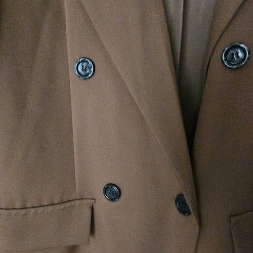 Tan jacket with leather sleeves new, size M