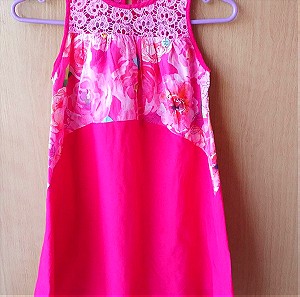 Καλοκαιρινό φόρεμα Energiers φούξια με δαντέλα, για κορίτσι 9-10 ετών σχεδόν αφόρετο