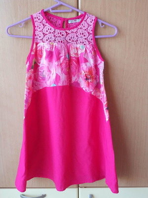 Energiers summer dress fuchsia with lace used for girl 9-10 years old
