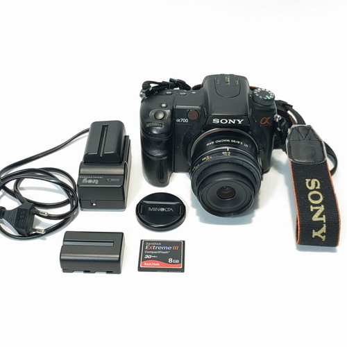 Sony Alpha DSLR-A700 with Minolta lens used, two batteries charger and 8GB card