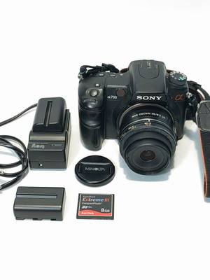 Sony Alpha DSLR-A700 with Minolta lens used, two batteries charger and 8GB card