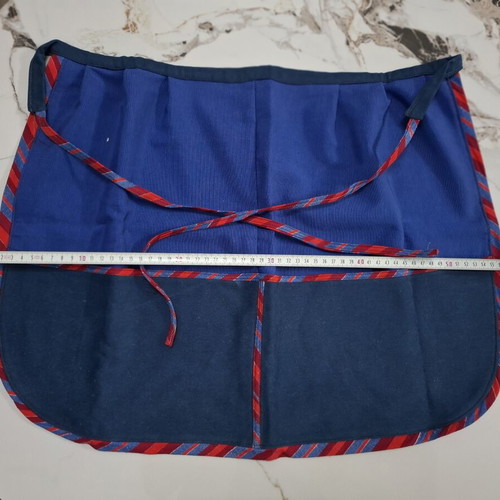 Handmade Waist Apron like new with blue fabric and striped trim