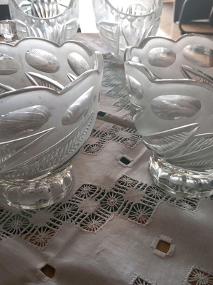 Crystal fondue bowls new, set of 8 pieces