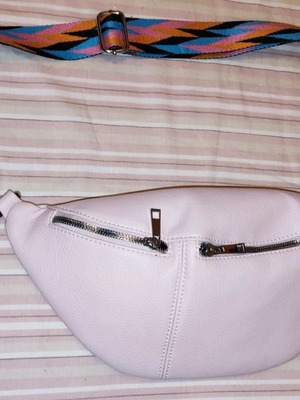 Women's crossbody bag like new, pink with multicolor strap