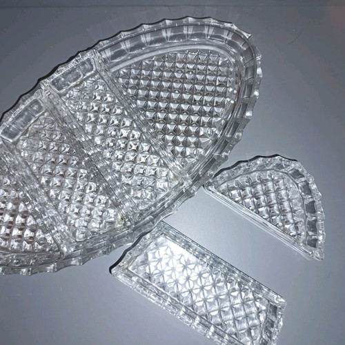 Crystal nut tray like new with removable compartments