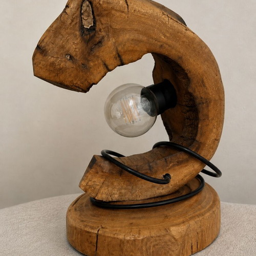 Handmade table lamp from natural wood