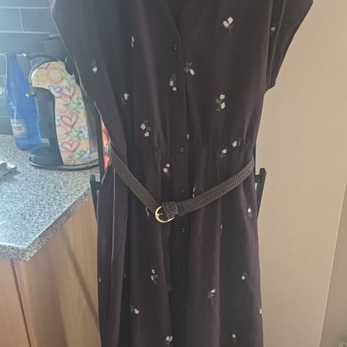 Mohito Brown Semizie Dress with Embroidered Flowers and Belt like new