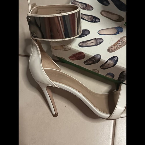 Zara white sandals with silver straps, size 37