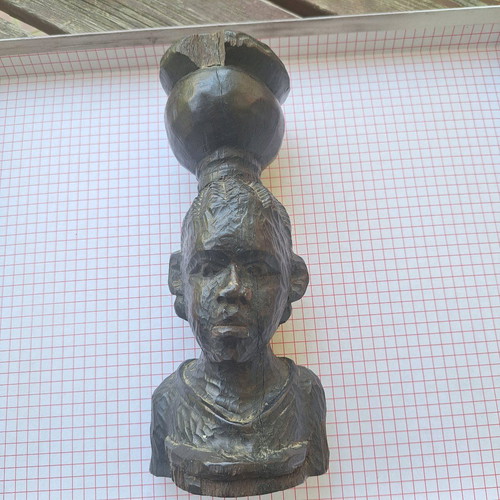 African vintage wood carving used ebony