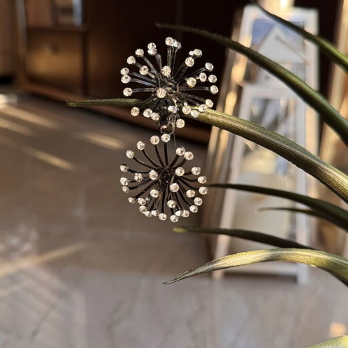 Sea Urchin Earrings used with crystals in black metallic tone