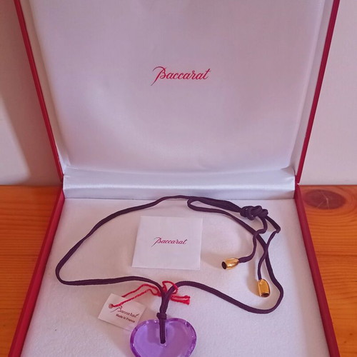 Baccarat Heart Necklace new, purple crystal, French made