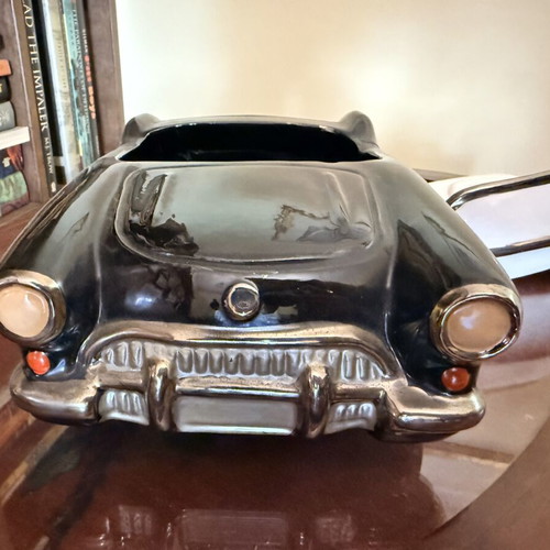 Vintage Ceramic Storage Box 50s Convertible Car Corvette like new