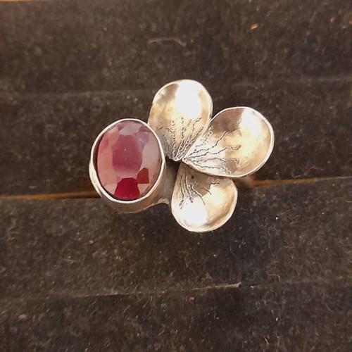 Handmade silver ring 925 with semi-precious stone and opening shank, new