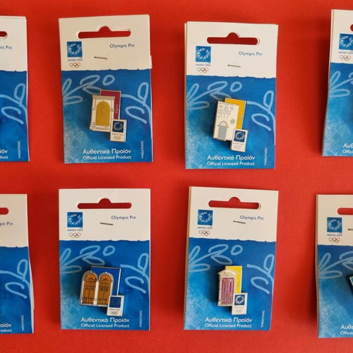 Olympic pins Athens 2004 new, set of 8, Traditional Doors series