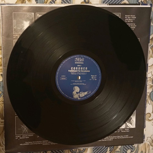 Coroner Punishment through Decadance 1988 vinyl record first edition like new, metal