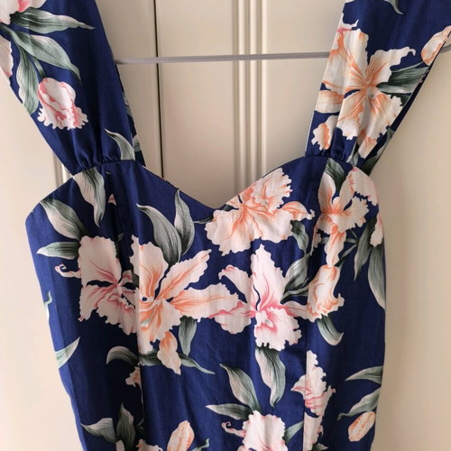 Floral poplin dress like new, blue multicolor, size S