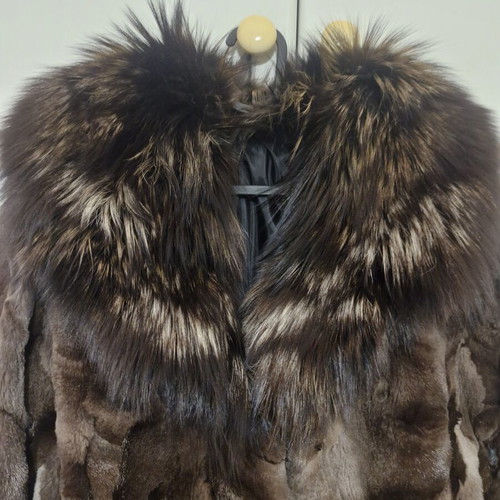 Natural fur jacket, size Large-XLarge, brown