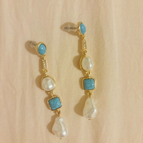 Earrings new long turquoise