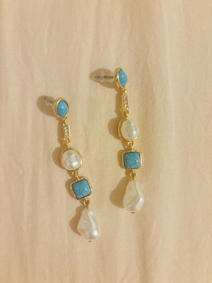 Earrings new long turquoise