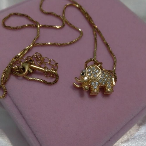 Necklace with gold-plated steel elephant new