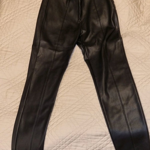 Zara Black Faux Leather Leggings Medium New